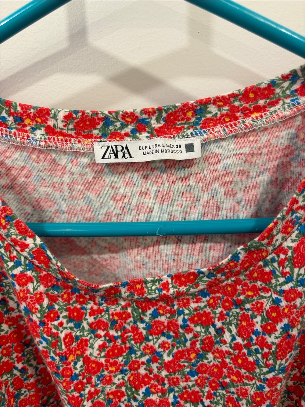 Zara Red Floral Tie-Front Crop Top - Picture 2 of 2